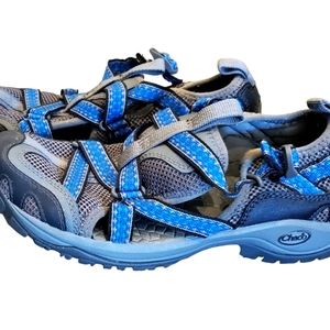 Chaco Womens Raven Outdoor Hiking Shoes Waterproof Vibram Blue Gray Size 8